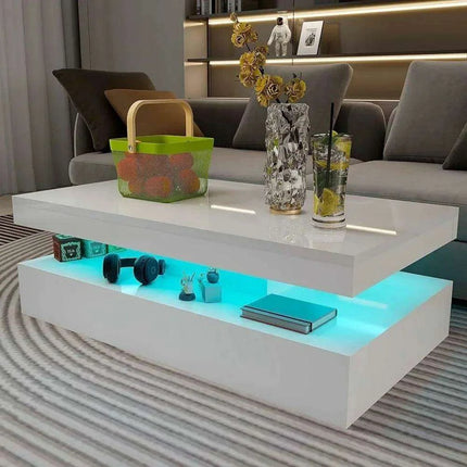 Illuminated White Gloss Coffee Table - Chic Centerpiece for Contemporary Living Rooms- Très Elite- Très Elite