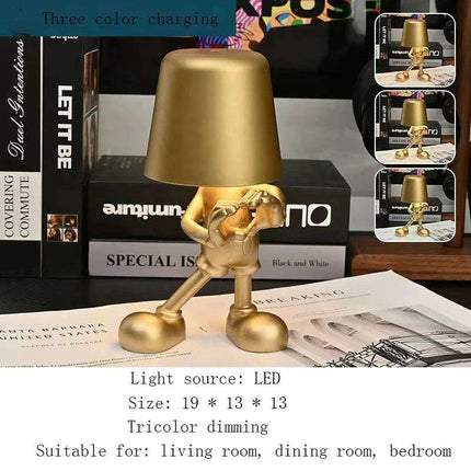Illuminating Elegance: Golden Charging Desk Lamp with Italian Resin Accent..