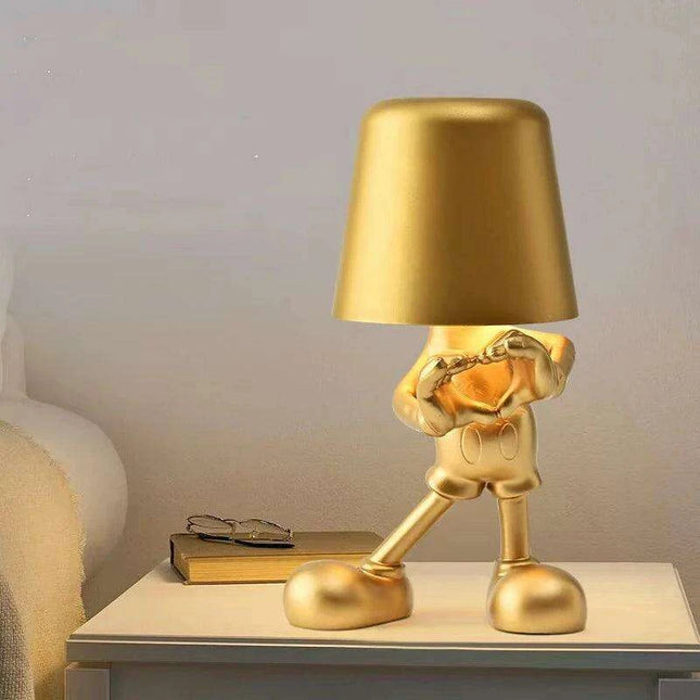 Illuminating Elegance: Golden Charging Desk Lamp with Italian Resin Accent