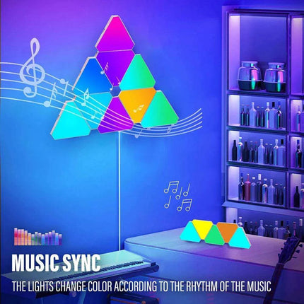 Illuminating RGB Triangle Wall Fixture with 60 Scene Modes & Music Synchronization for Enchanting Atmosphere - Très Elite