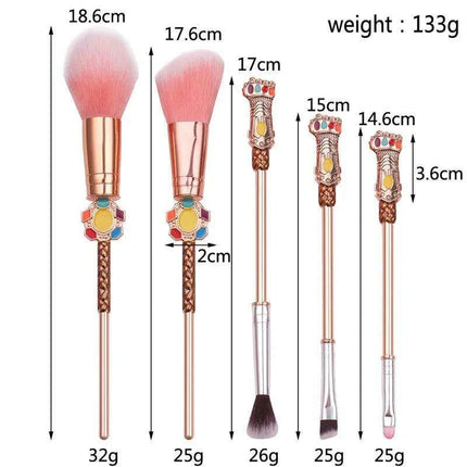 Infinity Gauntlet Beauty Brush Set - Marvel-Inspired Makeup Tools for Superhero Fans..