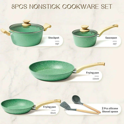 Innerwell Sustainable Nonstick Kitchen Cookware Collection - Essential Set with Frying Pans, Stock Pot & Milk Pot - Très Elite