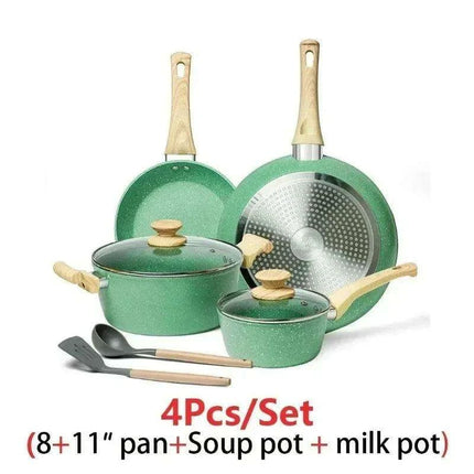 Innerwell Sustainable Nonstick Kitchen Cookware Collection - Essential Set with Frying Pans, Stock Pot & Milk Pot - Très Elite
