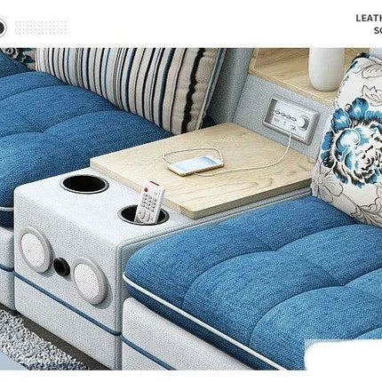 Innovative Bluetooth U-Shaped Convertible Sofa Bed with Integrated Sound System - Customize Your Ideal Hue! - Très Elite