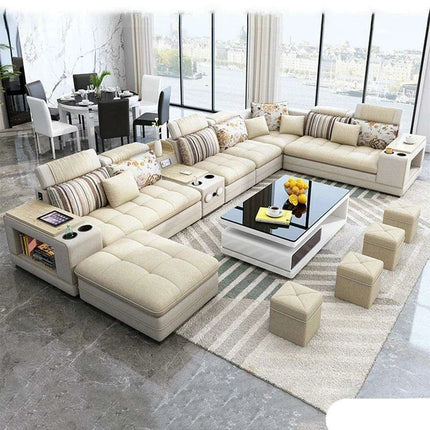 Innovative Bluetooth U-Shaped Convertible Sofa Bed with Integrated Sound System - Customize Your Ideal Hue! - Très Elite