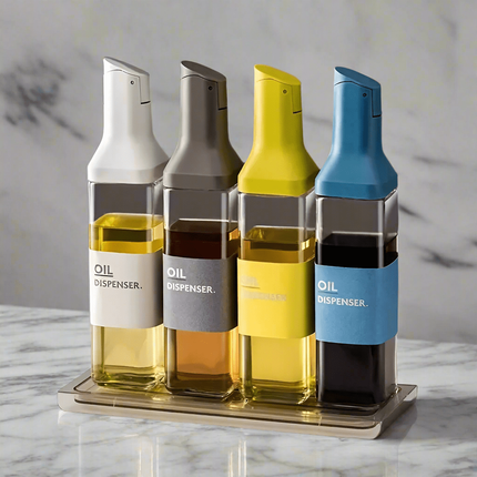 Innovative Gravity-Controlled Glass Oil Dispenser Set with Leak-Proof Design and Automatic Open-Close Feature - Très Elite
