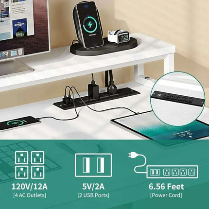 Innovative L-Shaped Office Desk with Smart LED Lighting, Ample Storage, and Built-in Charging Station - Très Elite