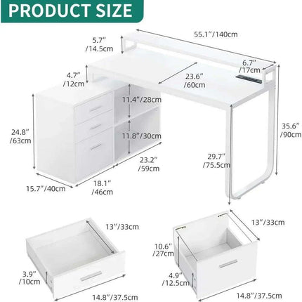 Innovative L-Shaped Office Desk with Smart LED Lighting, Ample Storage, and Built-in Charging Station - Très Elite