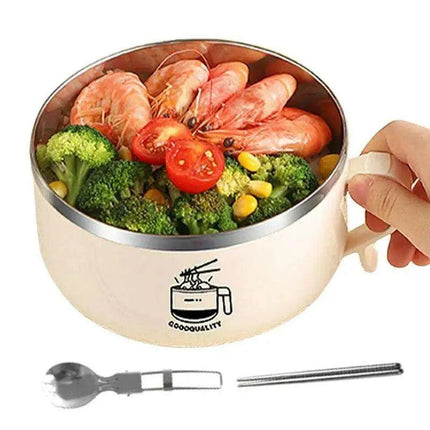 Insulated 1000ml Ramen Bowl with Integrated Phone Holder - Ideal for Soups, Salads, and Travel Dining - Très Elite