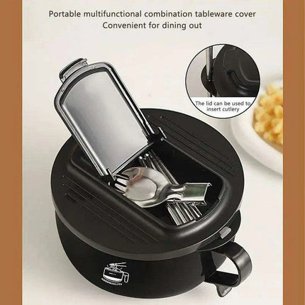 Insulated 1000ml Ramen Bowl with Integrated Phone Holder - Ideal for Soups, Salads, and Travel Dining - Très Elite