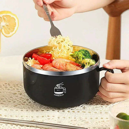 Insulated 1000ml Ramen Bowl with Integrated Phone Holder - Ideal for Soups, Salads, and Travel Dining - Très Elite