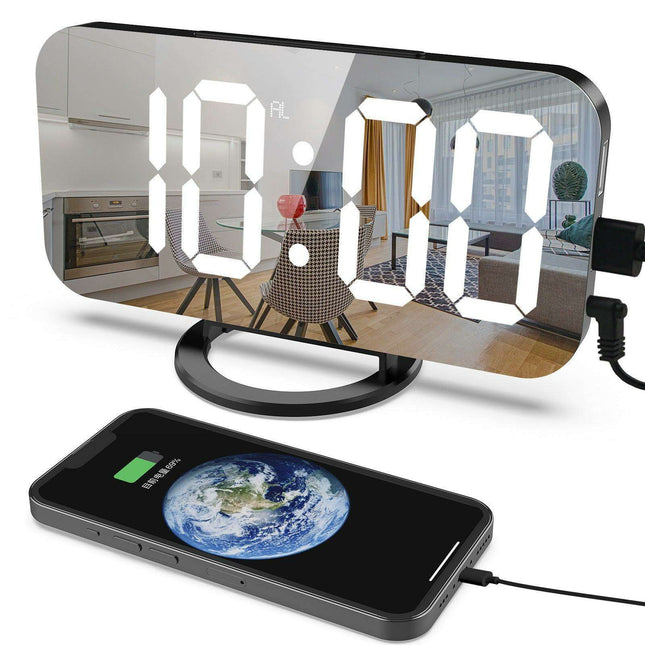 Intelligent LED Alarm Clock with Dual USB Charging and Adaptive Brightness Sensor