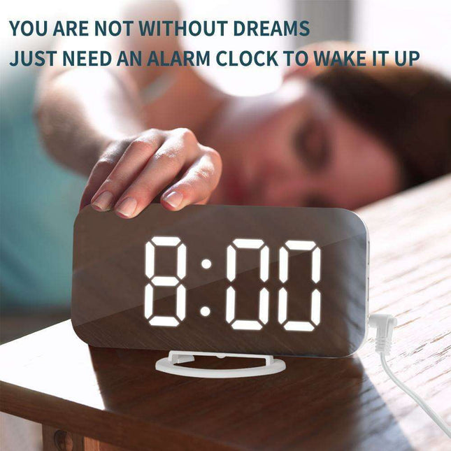 Intelligent LED Alarm Clock with Dual USB Charging and Adaptive Brightness Sensor