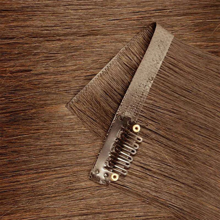Invisible Seamless Clip-In Human Hair Extensions - 8 Piece Set, 100G/120G, 12-22 Inch Lengths - Très Elite