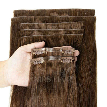 Invisible Seamless Clip-In Human Hair Extensions - 8 Piece Set, 100G/120G, 12-22 Inch Lengths - Très Elite
