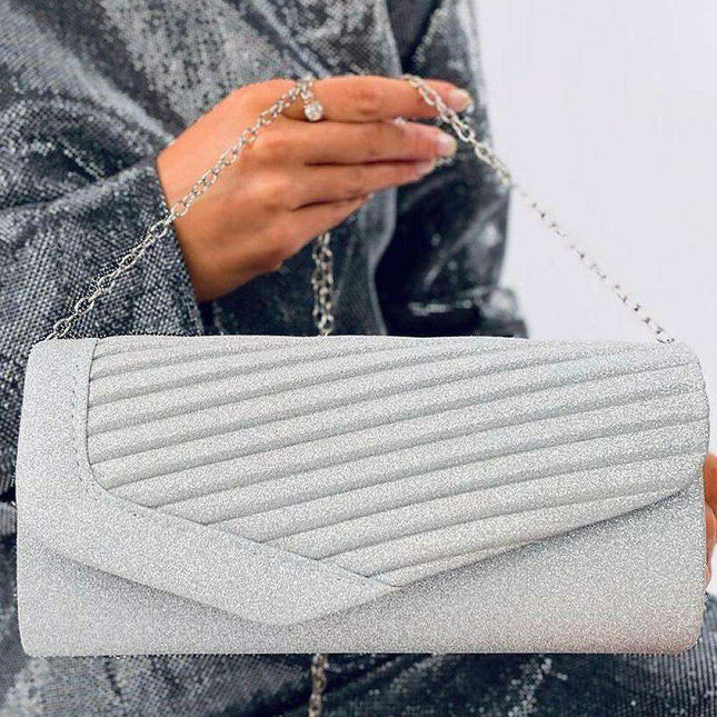 Iridescent Elegance: Versatile Clutch Bag with Chain Strap - Inello