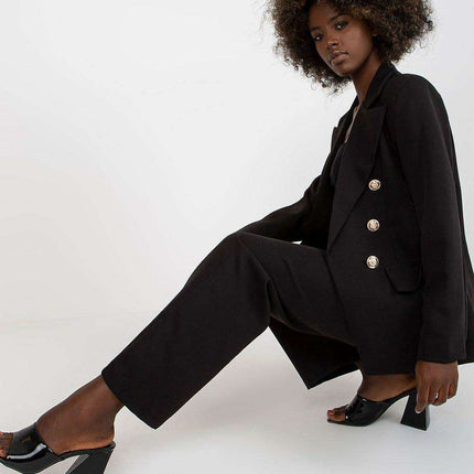 Italian Womens Button Up Jacket With Shoulder Padding - Très Elite