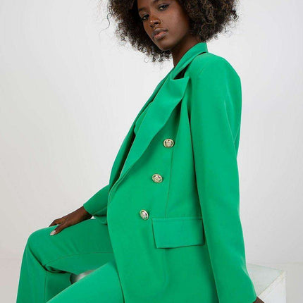 Italian Womens Button Up Jacket With Shoulder Padding - Très Elite