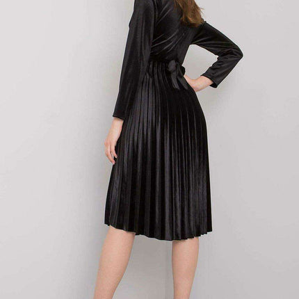 Italy Moda Elegant Black Velour Flared Evening Gown - Très Elite