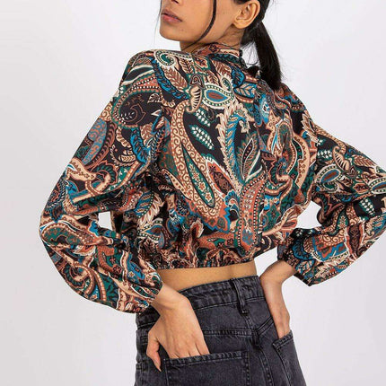 Italy Moda Elegant Stand Up Collar Blouse For Women - Très Elite