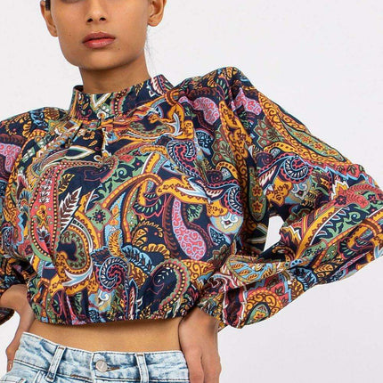 Italy Moda Elegant Stand Up Collar Blouse For Women - Très Elite