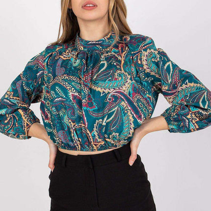 Italy Moda Elegant Stand Up Collar Blouse For Women - Très Elite