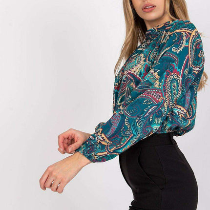 Italy Moda Elegant Stand Up Collar Blouse For Women - Très Elite