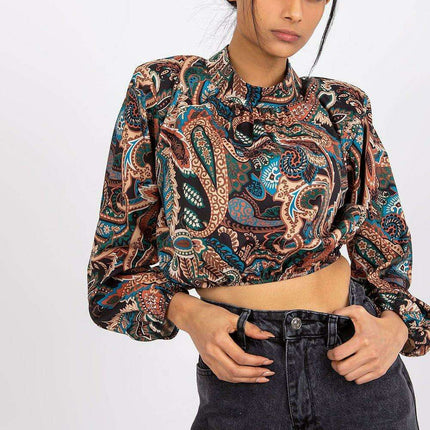 Italy Moda Elegant Stand Up Collar Blouse For Women - Très Elite