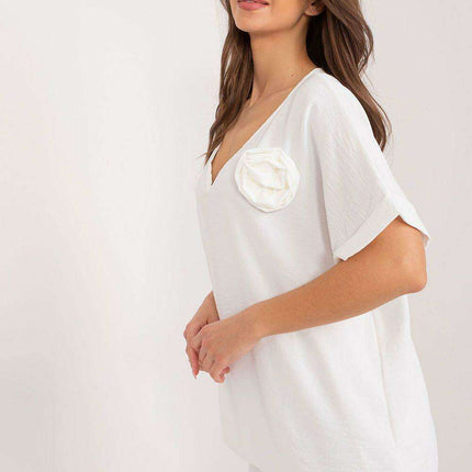 Italy Moda Relaxed Fit V Neck Blouse For Women European - Très Elite