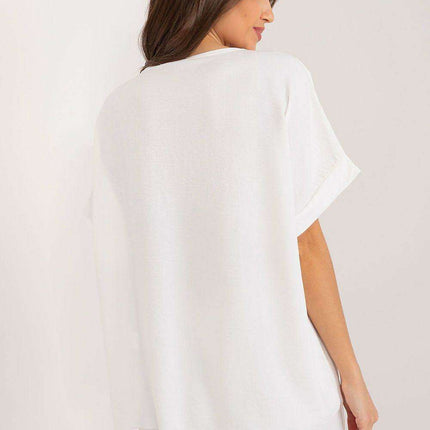 Italy Moda Relaxed Fit V Neck Blouse For Women European - Très Elite
