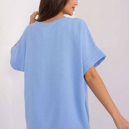 Italy Moda Relaxed Fit V Neck Blouse For Women European - Très Elite