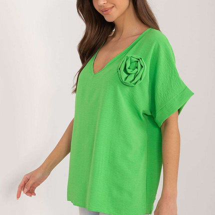 Italy Moda Relaxed Fit V Neck Blouse For Women European - Très Elite