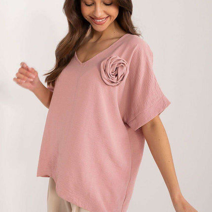 Italy Moda Relaxed Fit V Neck Blouse For Women European - Très Elite