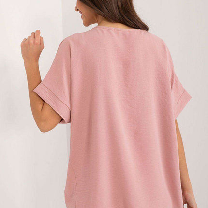 Italy Moda Relaxed Fit V Neck Blouse For Women European - Très Elite