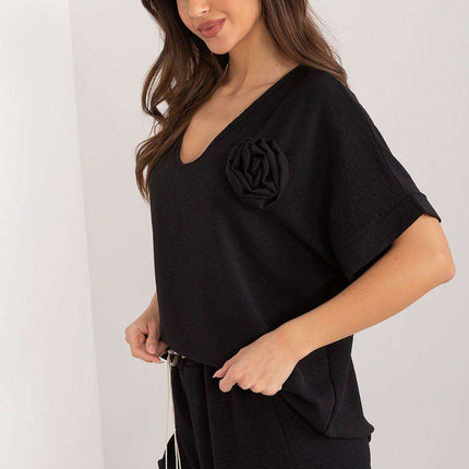 Italy Moda Relaxed Fit V Neck Blouse For Women European - Très Elite