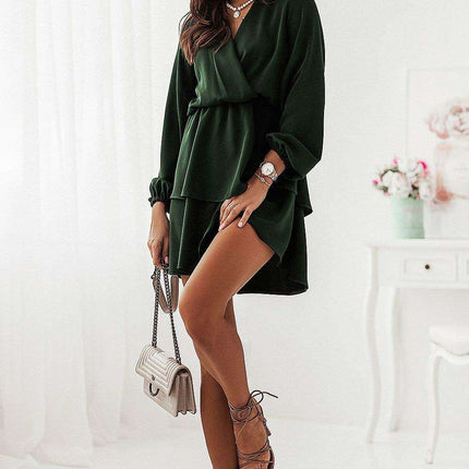 Ivory Ruffled Hem Mini Dress for All Body Shapes and Sizes - Très Elite
