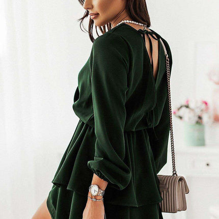 Ivory Ruffled Hem Mini Dress for All Body Shapes and Sizes - Très Elite