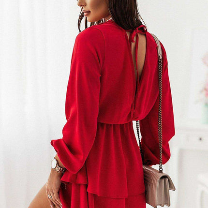 Ivory Ruffled Hem Mini Dress for All Body Shapes and Sizes - Très Elite