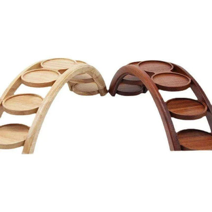 Japanese Arch Bridge Sushi Serving Tray - Elegant Wooden Platter for Gourmet Dining..