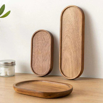 Japanese-Inspired Solid Wood Round Dessert Serving Plate - Ideal for Snacks & Dried Fruits - Très Elite
