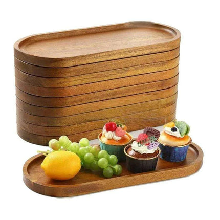 Japanese-Inspired Solid Wood Round Dessert Serving Plate - Ideal for Snacks & Dried Fruits - Très Elite