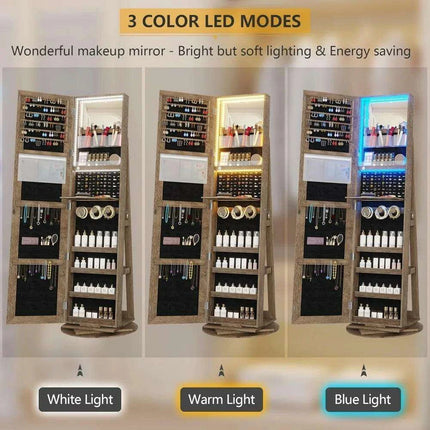 Jewelry Armoire with Full Length Mirror and 360° Rotation- Très Elite- Très Elite