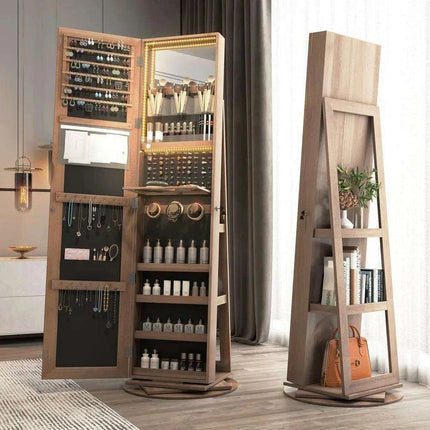 Jewelry Armoire with Full Length Mirror and 360° Rotation- Très Elite- Très Elite