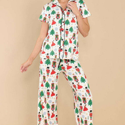 Joyful Holiday Button-Up Sleepwear Set - Très Elite