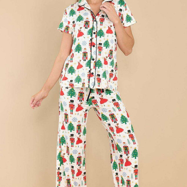 Joyful Holiday Button-Up Sleepwear Set