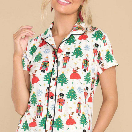 Joyful Holiday Button-Up Sleepwear Set - Très Elite