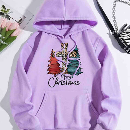 "Joyful Holiday Spirit" Merry Christmas Hoodie with Colorful Drawstring - Très Elite