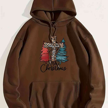 "Joyful Holiday Spirit" Merry Christmas Hoodie with Colorful Drawstring - Très Elite