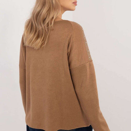 Jumper Model 202741 Womens Sweater Brown Viscose Blend - Très Elite