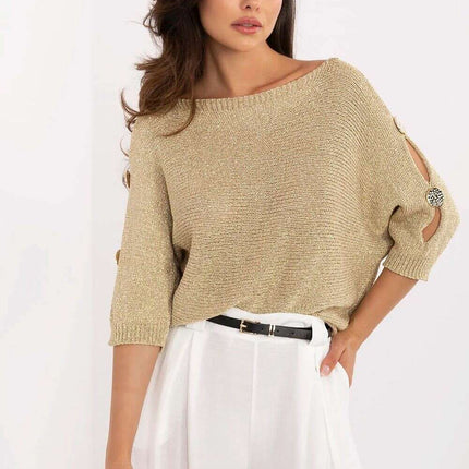 Jumper Model 213318 Openwork Viscose Knit With Metal Thread